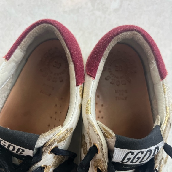 GOLDEN GOOSE DELUXE BRANS Girls Gold White Leather Trainers Sneakers (size 30) - Picture 7 of 7